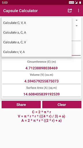 Capsule Calculator Screen 2