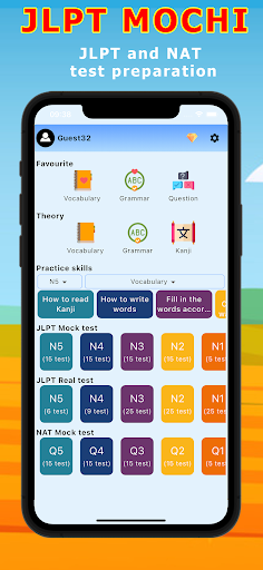 Android application JLPT Mochi : N5-N1 JLPT Test screenshort