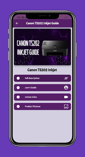 Android application Canon TS202 Inkjet Guide screenshort