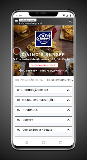 Android application Divino's Burger screenshort
