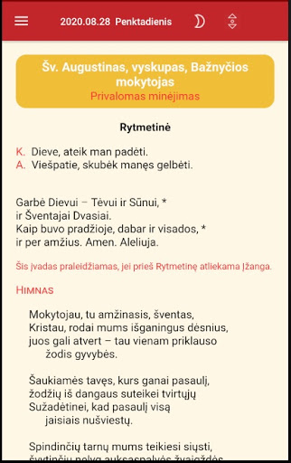 Android application Valandų liturgija screenshort
