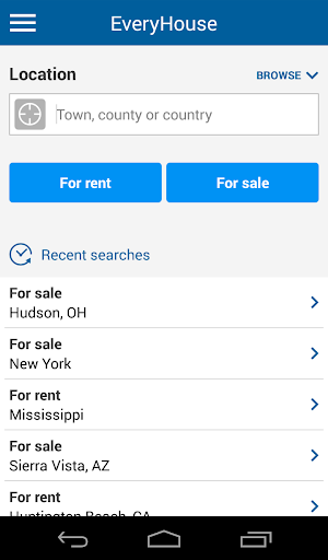 Android application Everyhouse:Search for property screenshort