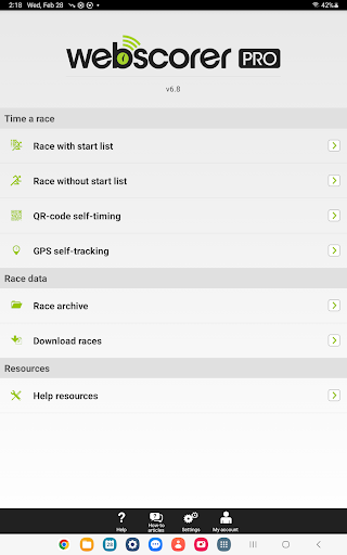 Screenshot of Webscorer Race & Lap Timer