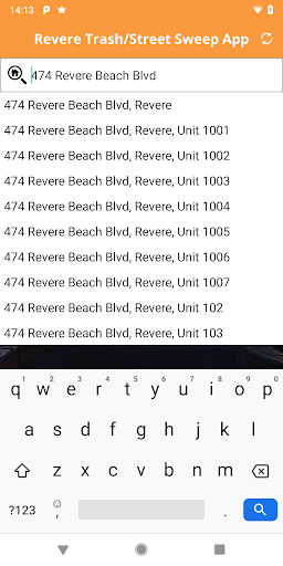 Revere Trash/Street Sweep App Screen 2