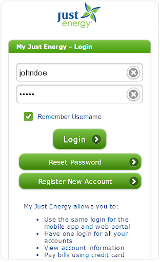 Android application My Just Energy screenshort