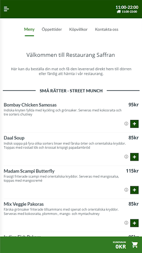 Android application Restaurang Saffran screenshort