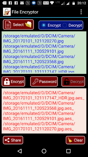 Android application File Encryptor screenshort
