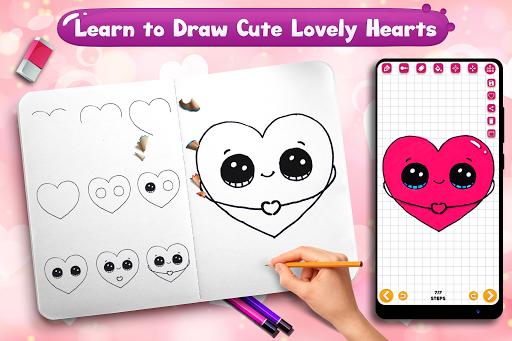 Android application Learn to Draw Lovely Hearts screenshort