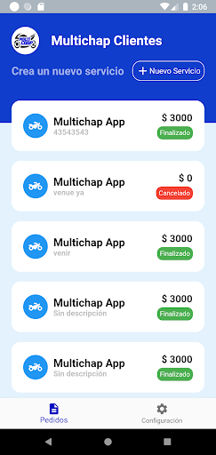 Android application Multichap Clientes screenshort