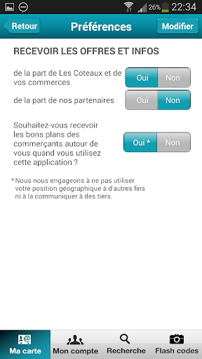 Coteaux Resto App - carte de fidélité