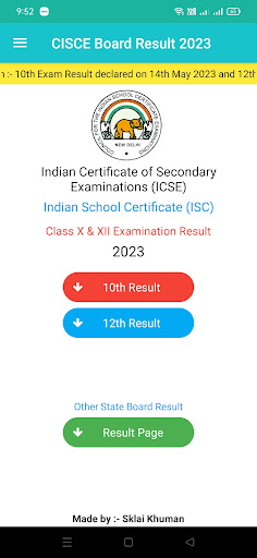 Android application ICSE & ISC Exam Result 2023 screenshort