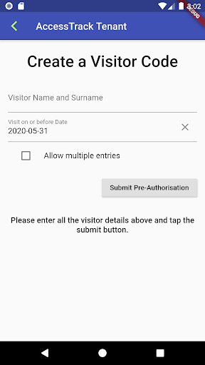 Android application AccessTrack Tenant screenshort