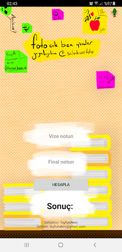 Android application Selçuk Üni İçin Not Hesaplama screenshort