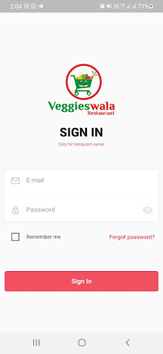 VeggiesWala Restaurant App Screen 2