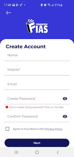 Foundation IAS Screen 2