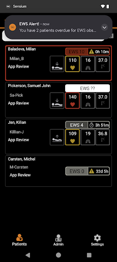 Sensium Live App Screen 2
