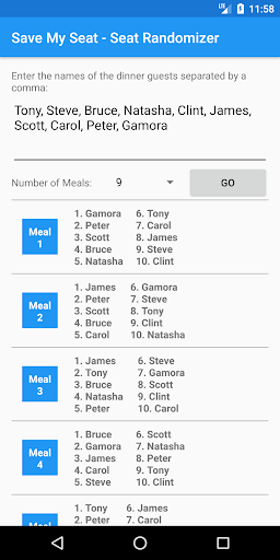 Save My Seat - Seat Randomizer Screen 2