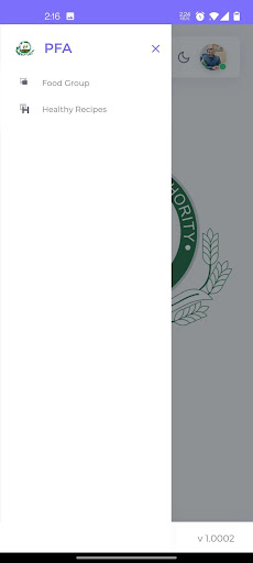 PFA Nutrition App Screen 2