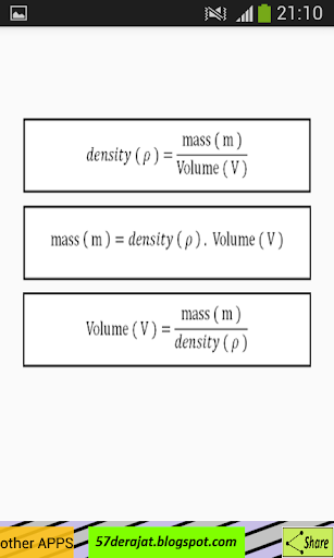 Android application Density Calculator screenshort