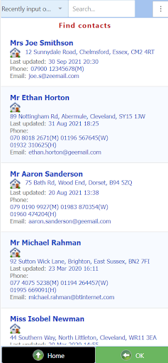 In Contact booking system Screen 3