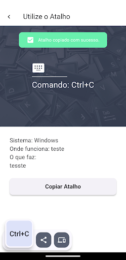 Android application Atalhos no Bolso screenshort