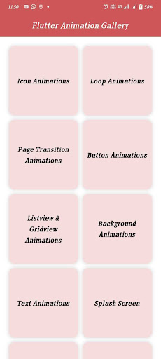 Android application Flutter Animation Gallery screenshort