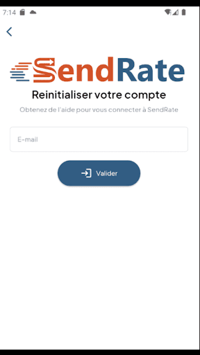 Android application SendRate - Transfert d'argent screenshort