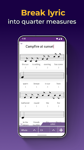 Screenshot of Lyrics Notepad - Song Writing