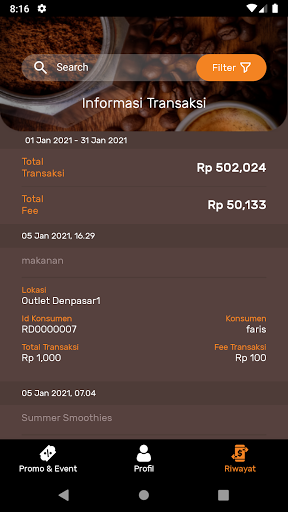 Kopi Ridho: Owner Screen 3