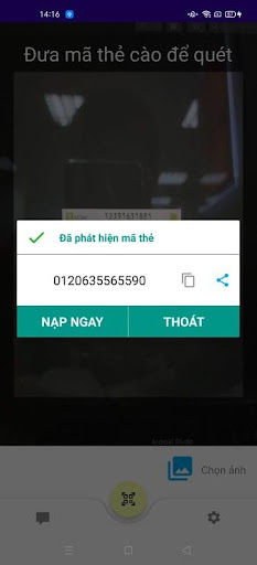 Quét mã nạp thẻ cào Viettel Screen 2