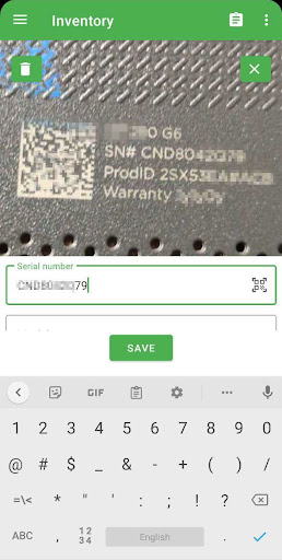 Serial Number Inventory Scan Screen 3