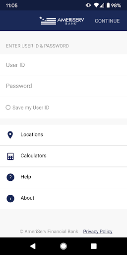 Android application AmeriServ Banking screenshort