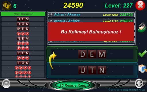 Türkçe Kelime Bulmaca Oyunu