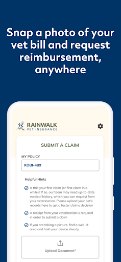 Rainwalk Pet Insurance Screen 2