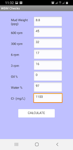 Mud Engineering Calculator Screen 3