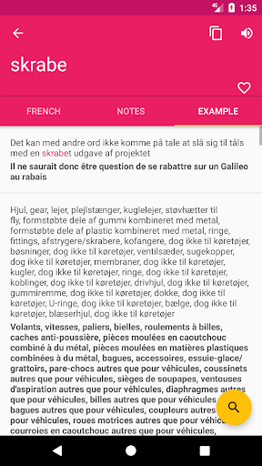 Danish French Dictionary Screen 3