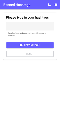 Android application Banned Hashtags screenshort