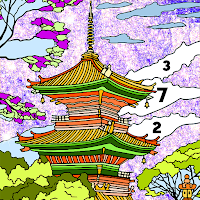 Japenese Paint by Number Book - Grownups Coloring