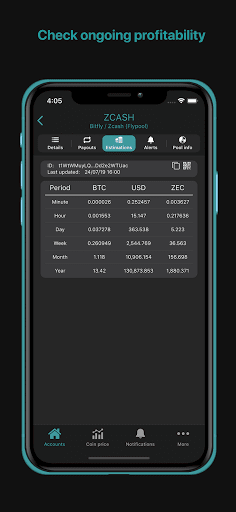 Screenshot of Mining pool monitor: Miner Box