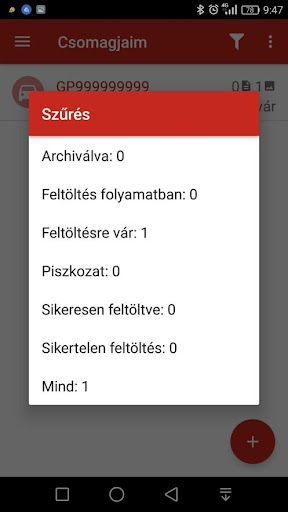 Android application Dokumentum feltöltő screenshort