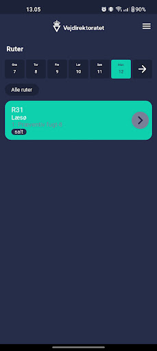 Android application Vinterman Chauffør screenshort