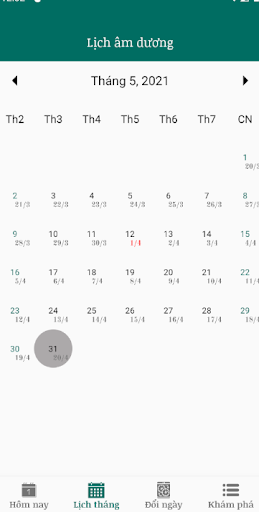 Lịch Âm Dương Miễn Phí - Xem ngày tốt 2021