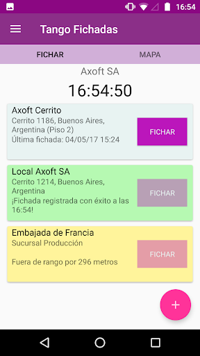 Android application Tango Fichadas screenshort