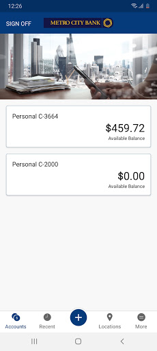 Metro City Bank Mobile Screen 2
