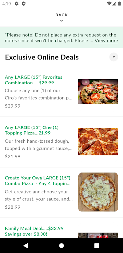 Ciros Pizza Cafe Screen 3