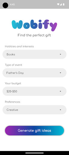 Android application Wobify screenshort