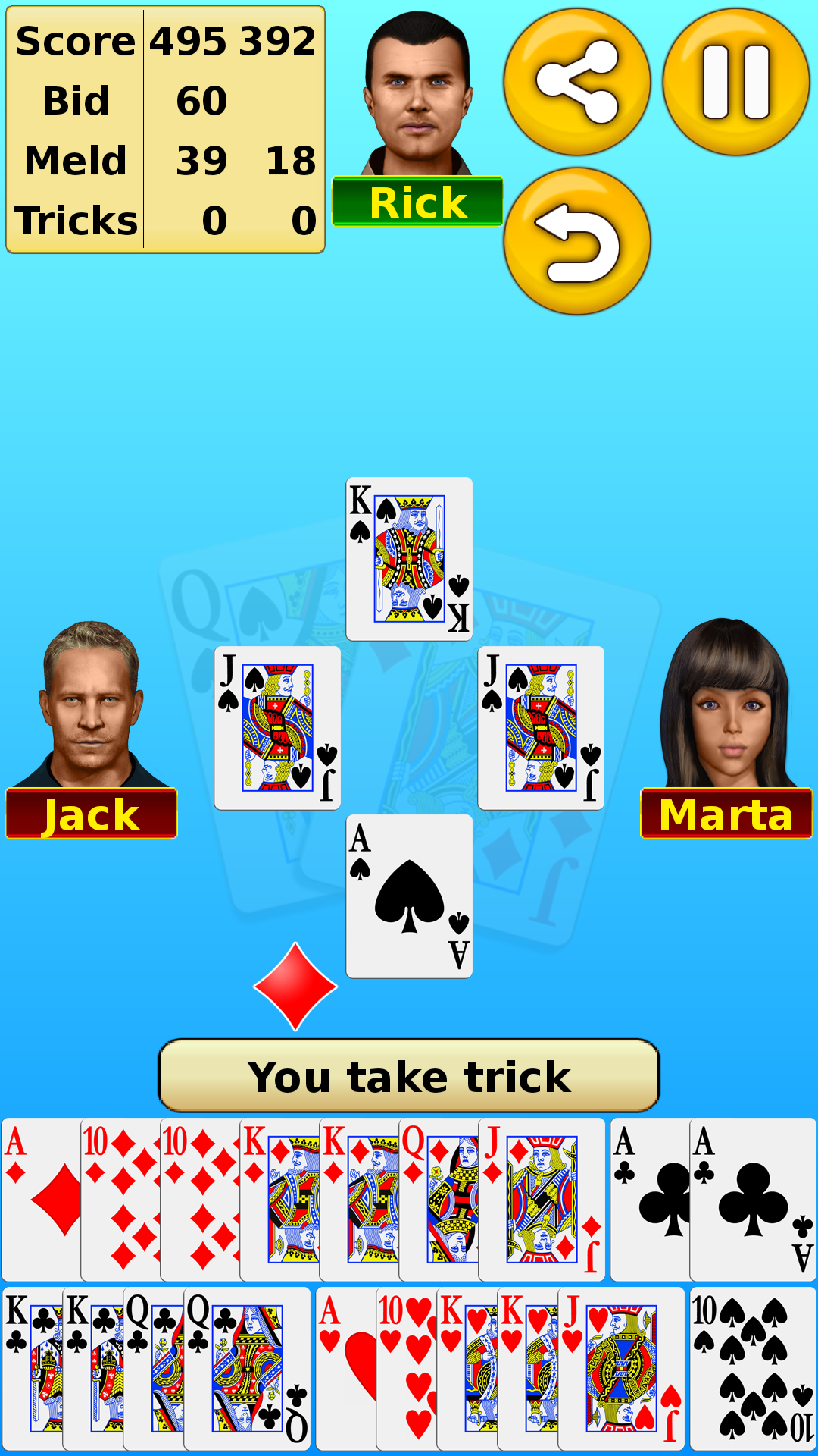 Android application Pinochle screenshort