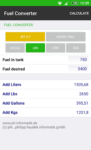 Android application eFuelConverter screenshort