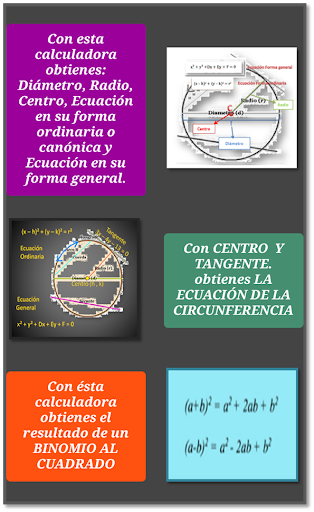 Android application CIRCUNFERENCIA CALCULA ECUACIÓ screenshort