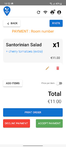 Menu Place - Waiter App Screen 2